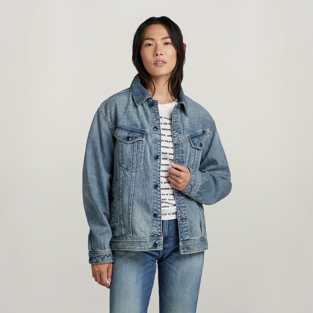 G-Star Women’s Oversized Western Jacket Sun Faded Air Force Blue SZ M NWT